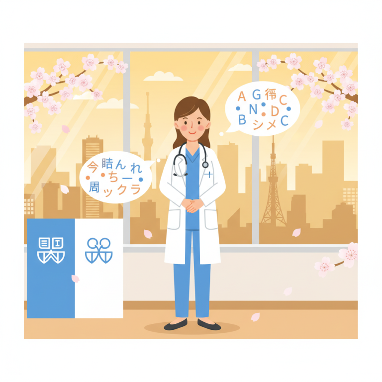 Healthcare in Japan illustration - english speaking doctor tokyo