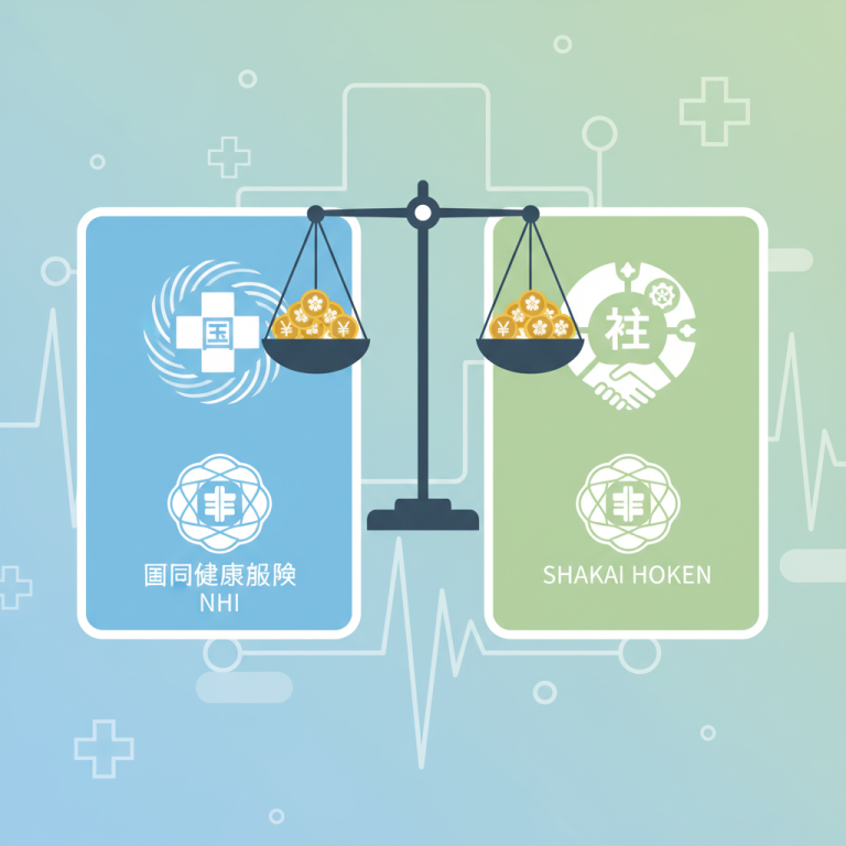 Healthcare in Japan illustration - nhi vs shakai hoken